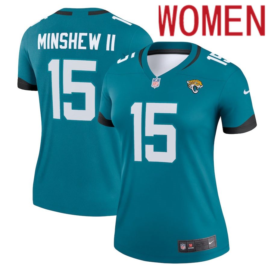 Women Jacksonville Jaguars #15 Gardner Minshew II Nike Green Legend NFL Jersey->women nfl jersey->Women Jersey